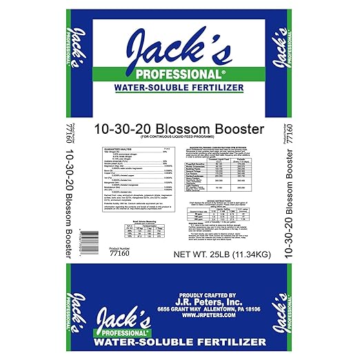 Jack's Professional 10-30-20 Blossom Booster Water-Soluble Fertilizer with Micronutrients for Increasing Blooms in Plants Grown in Continuous Liquid Feed Programs 25lbs 2 Pack