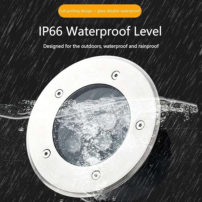 Outdoor Buried Lights Ground LED Landscape Lights IP66 Waterproof Recessed Ground Spotlight Round LED Underground Light for Garden Patio Fence Lawn Deck LiRed-15W