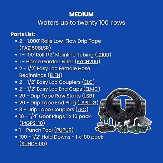 Automated Dripworks Drip Tape Irrigation Kit for Watering Row Crops in Farms (with Timer) - Waters Upto 20 100' Rows (1/8 Acre) | Agricultural Grade Components | Trusted Brand Since 1991