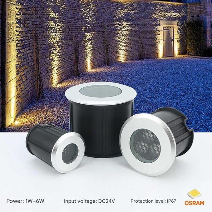 Buried Lights - Landscape Lights Outdoor Recessed Spot Light Honeycomb Anti-Glare Low Voltage 24V Outdoor Ground Lights IP67 Waterproof Courtyard Villa Buried Spotlight Garden Lighting(Warm light1
