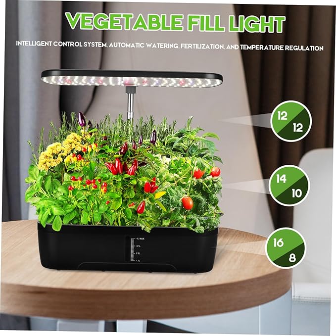 Mipcase 1set Indoor Hydroponics Growing System Kit with Led Grow Light Smart Vegetable Planter for Indoor Gardening Soil Planting Space-Saving Design