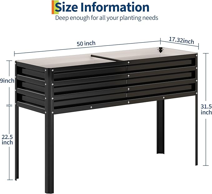 IDEALHOUSE Galvanized Raised Garden Bed with Legs 50×17×32 in Large Elevated Planter Box for Outdoor Plants Sturdy Metal Raised Garden Beds for Vegetables Flowers &amp Herbs