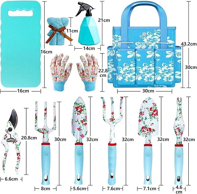 Garden Tool Set 11 Pieces Heavy Duty Aluminum Gardening Tool Set with Storage Bag and Kneeling Pad Ideal Gift for Women