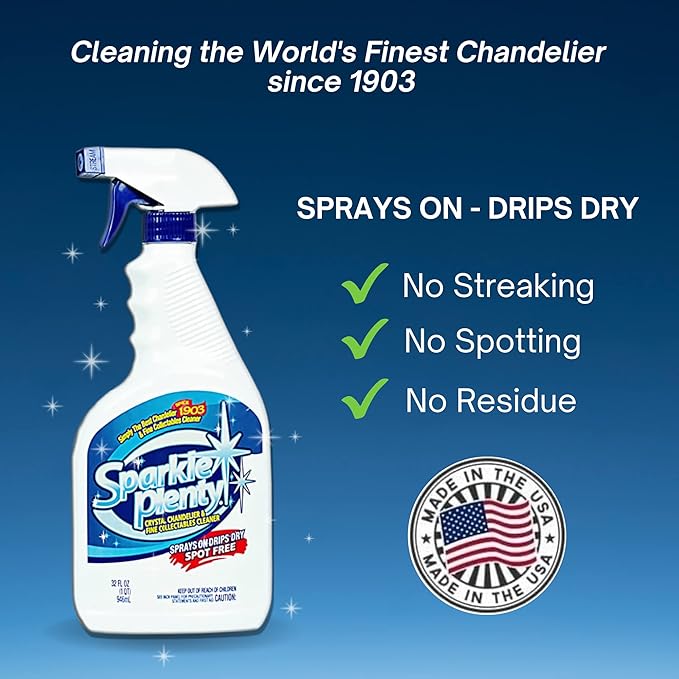 Sparkle Plenty Silk Sensation Cleaning Solutions Bundle - Sparkle Plenty Chandelier Cleaner Drip Dry Spray No Wipe &amp Silk Plant Cleaner Spray No Wipe - Artificial Plants &amp Flowers Spray Away C
