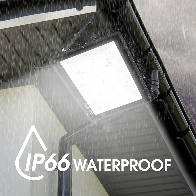 4 Pack 100W LED Flood LightSuper Bright Exterior Security Lights With PlugIP66 Waterproof Outdoor Flood Light 11600lm 5000K Daylight White Floodlight for Yard GardenBasketball Court Arena
