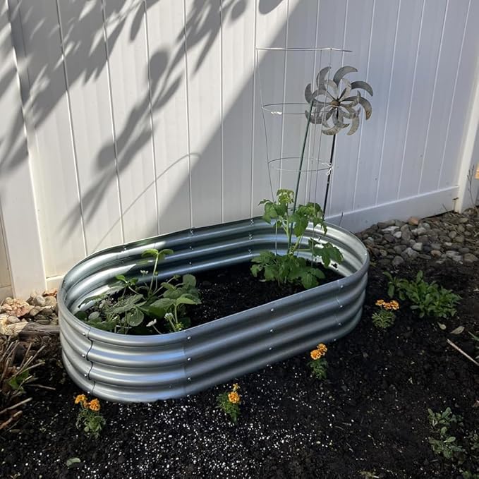 4x2x1ft Galvanized Raised Garden Bed Outdoor 12 Tall Metal Raised Beds for Gardening Planter Boxes for Plants Vegetables Flowers Herbs &amp Tomato Bottomless Elevated Garden Beds Kit Silver