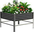 Raised Garden Bed with Legs 48×48×32in Large Metal Elevated Raised Planter Box1000lb Capacity with Drainage Holes for Vegetables Lawn Green Flowers Fruits Terrace