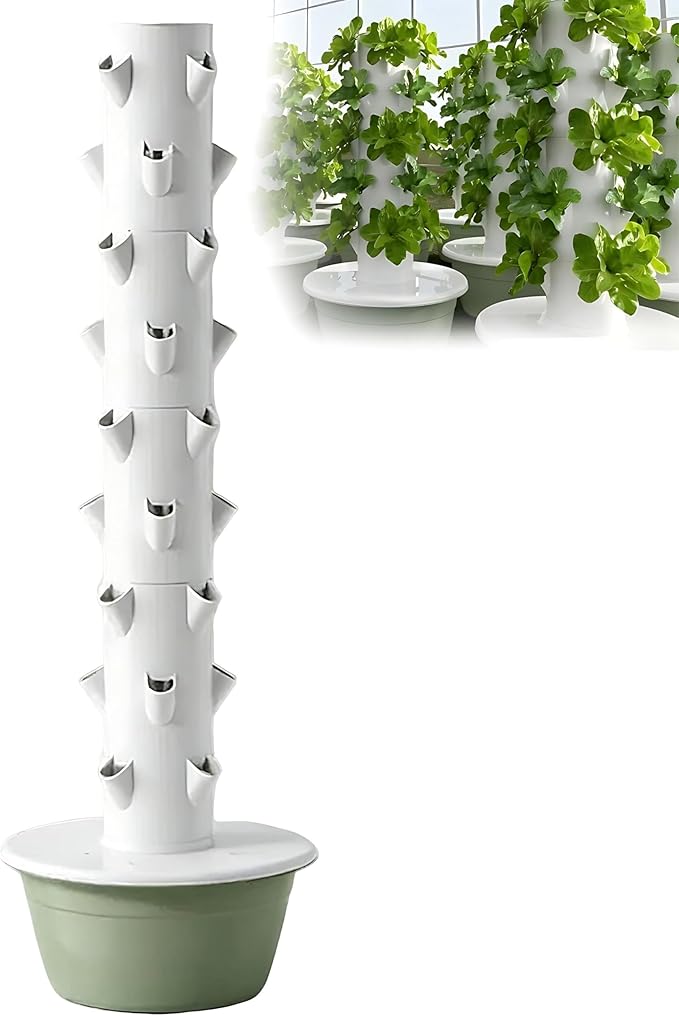 Multi-layer hydroponic planting tower Hydroponics Tower Indoor Growing Vertical Hydroponic Tower Water cycle Top water distributiongravity return for Your Home Gardening Nolights-9Layer