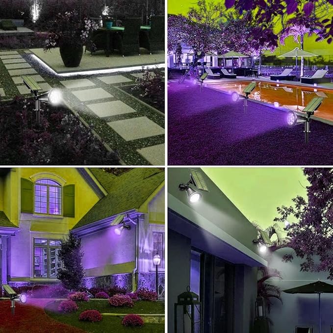Solar Landscape Lights 7 LED Solar Spotlights 2 in 1 Security Light Solar Lights Outdoor Waterproof for TreePatioYard (Purple)