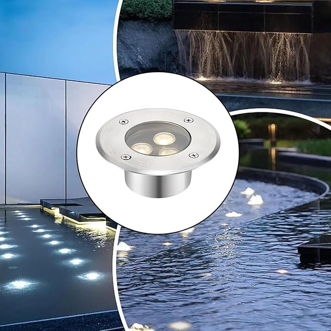 Outdoor Buried Light - Ultra-thinyo Fountain Landscape Lights IP68 Waterproof Round Recessed Spotlight for Garden Pond Decorative LightingWhite AC 12V3W