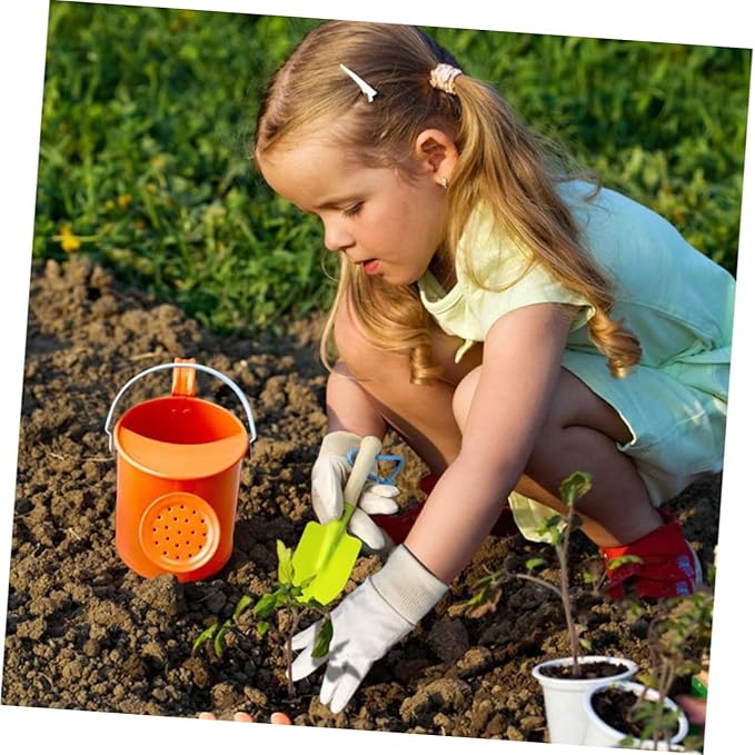 BESPORTBLE 7pcs Boy Girl Garden Tools Kit Gloves Watering Can Shovel Rake and Carrying Bag for Outdoor Fun Safe and Gardening Toys for Boys and Girls