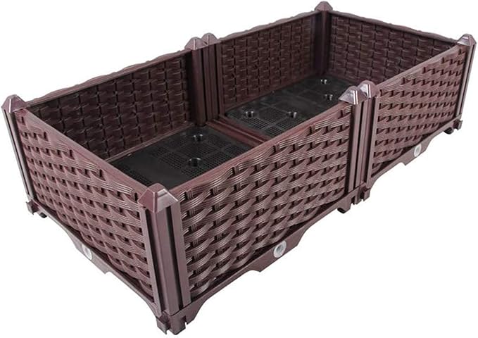 Elevated Planting Box Indoor Outdoor Planter Boxes Modern Rattan-Style Plastic Plant Stand Garden Raised Bed for Vegetables Herbs Flowers32x16x9/80x40x23cm