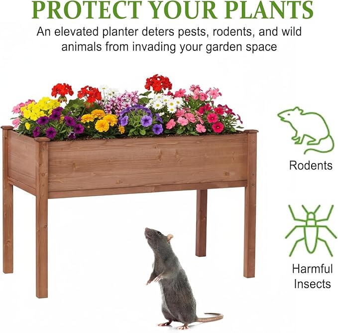 Raised Garden Bed with Legs 48x24x30 in Planter Boxes Outdoor Elevated Wooden Planter Box Standing Growing Bed for Gardening Backyard Patio and Balcony (Coffee 48x24x30)