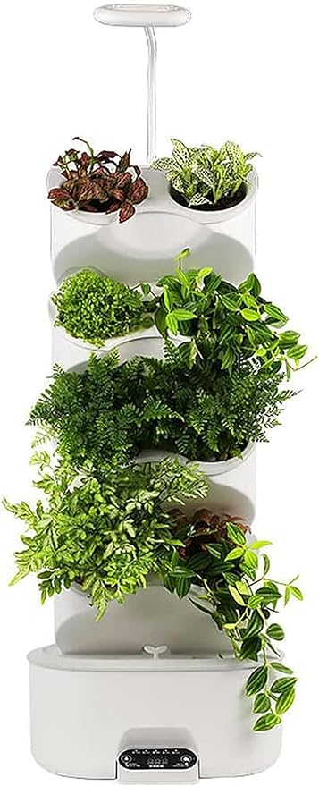 System of Hydroponic Culture 8 Capsules 4 Floors Herbal Garden Kit for Interiors with Growth LED Light and Touch Screen Bonsai Pots for Herbs Fruits and Vegetables