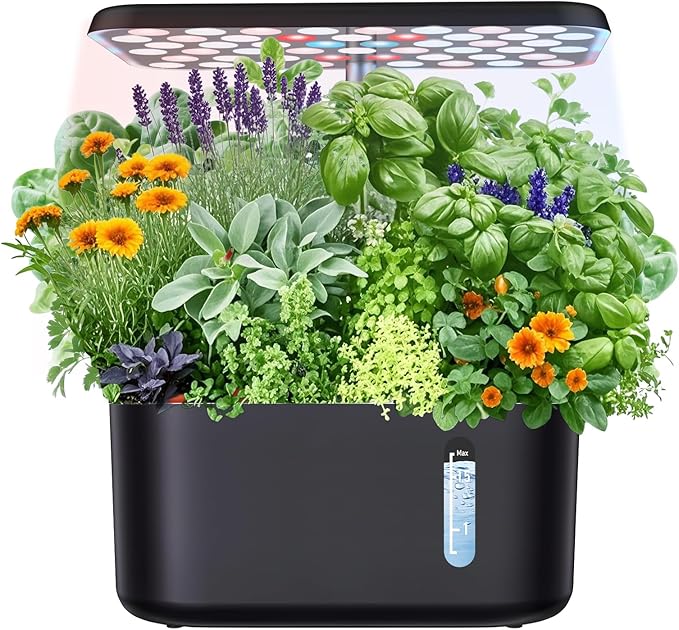 Sonicgrace Indoor Hydroponic Growing System with LED Grow Light Quiet Smart Water Pump 5 Pods Automatic Timer Perfect for Herbs Vegetables and Fruits Ideal Home Office Gardening Gift