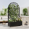 Heavy-Duty Metal Planter Box with Built-in Trellis for Climbing Plants Vegetables and Vines – Rust-Resistant Raised Garden Bed with Drainage and Mobility Features (Round)