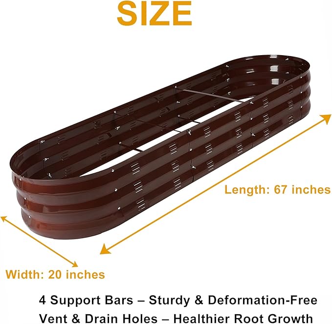 GADI 67-Inch Raised Garden Bed Metal Planter Box for Vegetables and Flowers Large Outdoor Gardening Kit Easy DIY Assembly Weather-Resistant &amp Rust-Proof