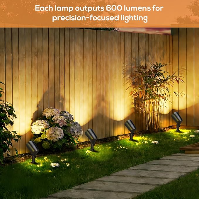 SUNTHIN Outdoor Landscape Lights 8 Pack 600LM per Light Retro Aluminum Light Socket