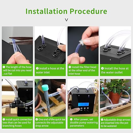 Automatic Watering System for Potted Plants | Indoor Plant Waterer with Programmable Timer Dual Self-Priming Pumps Drip Irrigation Kit for Up to 20 Plants