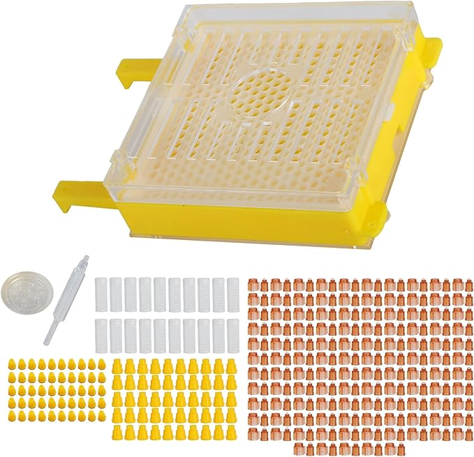 Queen Bee Rearing Kit Durable Plastic Grafting Tool Set for Beekeeping Complete System with Cell Cups and Marking Tools for Hive Management