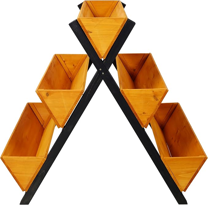 3 Tiers Wooden Vertical Raised Garden Bed with LegsBrown Planter Raised Beds Kit for Flowers Herbs Vegetables