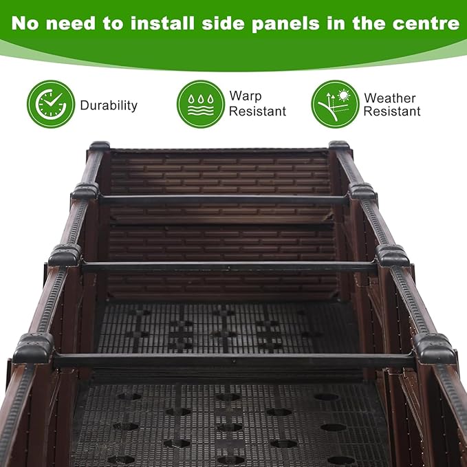 31.5x31.5x19.6in Raised Garden Beds Outdoor Polypropylene Planter Boxes Outdoor for Vegetables Flowers Herbs GBox with Drain Outlet Heat and Frost Resistance 440lb Capacity