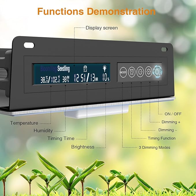 CT CAPETRONIX Led Grow Light Smart Touch Plant Light for Indoor Plants Full Spectrum 100w=250w 288 LEDs 3x3ft Hydroponic Growing Lamps - Three Dimmable Modes for Seed Starting Bloom &amp Veg