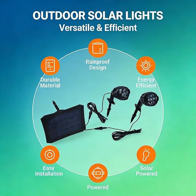 Outdoor Solar Lights 5V 3W Polysilicon Panel Fully Enclosed ABS Design Energy Saving - Weatherproof Spotlight Easy Installation for Garden and Yard