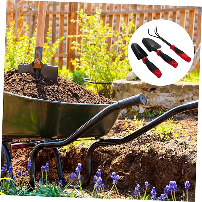 GANAZONO 3-Piece Garden Tool Set Sturdy Iron Plastic Garden Tool Kit for Boys and Girls Adults