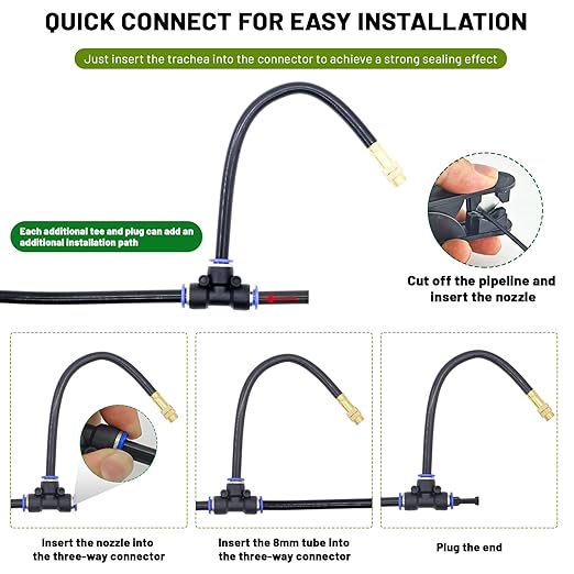 360° Adjustable Drip Irrigation System - 100FT Garden Watering Atomizing System with 32 Nozzles &amp Water Timer Greenhouse Accessories for Yard Lawn Plants Garden 5/16 inches Tubing