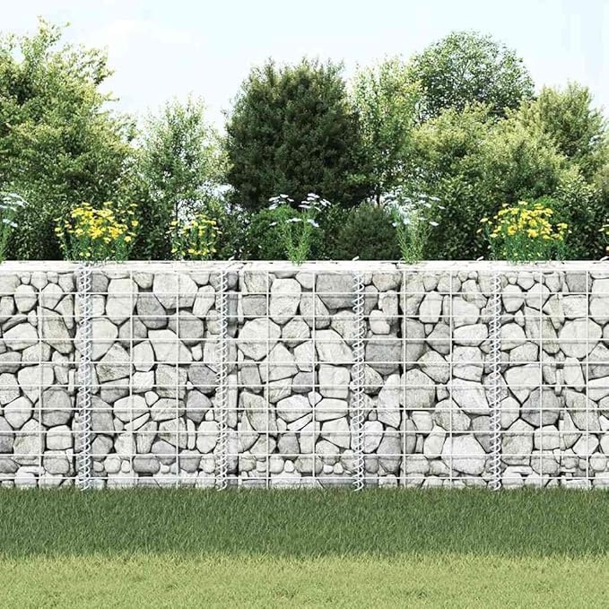 YAFF Set of 3 Heavy-Duty Iron Gabion Raised Beds 11.8x11.8x19.7 Metal Grid Planters with Industrial Style for Outdoor Garden Patio Balcony - Easy Assembly Square Planter Box