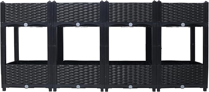 Planter Raised BedsElevated Planter Garden Box with Drainage Plug Raised Garden Beds for VegetableFlowerBlackHerb