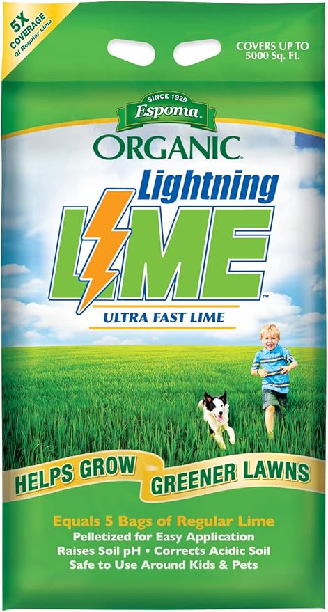 Espoma Organic Lightning Lime Fast Acting Pelletized Lime for Soil pH Correction on Lawns &amp Gardens. 30 lb. Bag Covers up to 5000 Sq. Ft. Pack of One