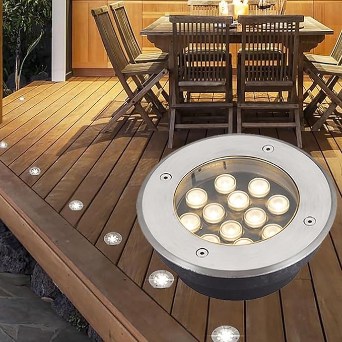 Landscape Light - 85-265V Round Underground Lamp Outdoor Recessed Spot Light IP67 Waterproof Lawn Lamp Garden Underground Lamp LED Flood Light Beam Spotlights(White12W(85-265v))