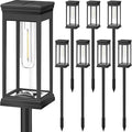 10W Solar Garden Stake Wusi Light –Weatherproo Square Tungsten Lawn Lights for Outdoor Pathway Lighting No Wires Required with Automatic Night Activation(8PCS)