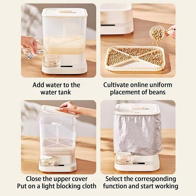 Automatic Sprouter Bean Growing Machine 3 Layers Home Smart Bean Sprout Machine with 1.5L Water Tank 360° Automatic Spray