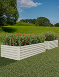 2 PCS Galvanized Raised Garden Bed 8 x 4 x 2 Ft 24 Inch Tall Metal Planter Box Set for Flowers Herbs Vegetables Rust Resistant Outdoor Raised Beds for Garden Patio Yard Beige