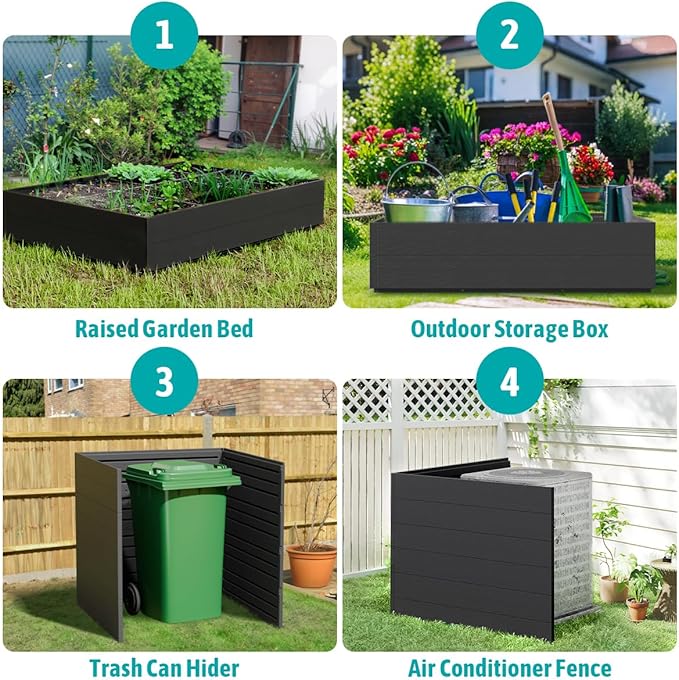 FONTOI 4x4x2ft Raised Garden Beds Outdoor Divisible Elevated Planter Boxes Outdoor for Planting Plants Vegetables Flowers 48x48x24 Planter Raised Beds for Gardening with Easy Assembly Square Black