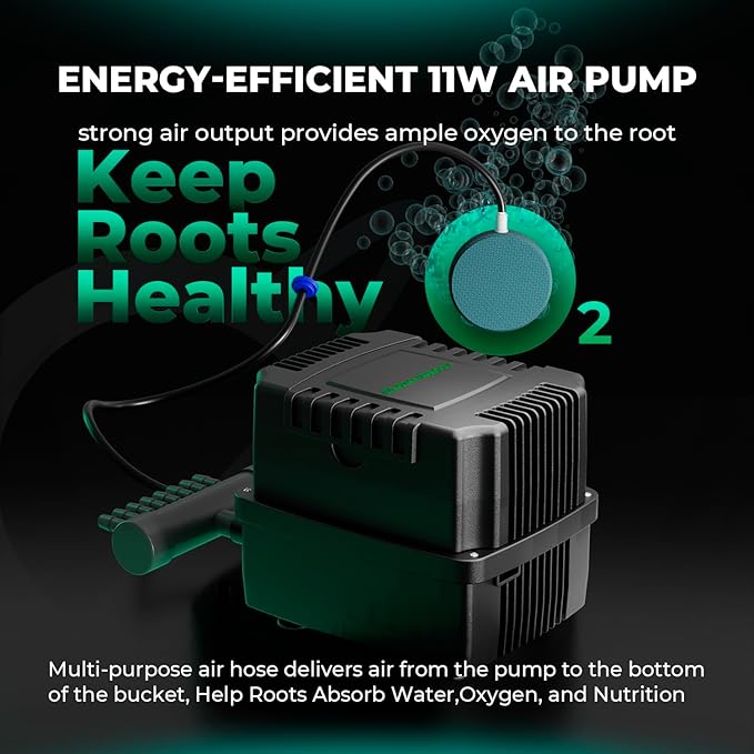 MARS HYDRO DWC Hydroponics Grow System Kit with Recirculating Top Drip 11W Air Pump Air Stone Hose &amp 4 Buckets 5 Gallon Deep Water Culture Indoor Hydroponic System
