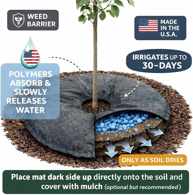 SteadySpring(R) Smart 30+Day Watering Mat Auto Refills with Rain for Tomato Plants Peppers Veggies Perennials Annuals in 1-2 Gallon Containers or with a 7 in to 10 in Root Ball (1)