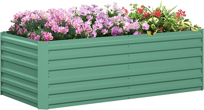 Galvanized Raised Garden Bed Kit Large and Tall Metal Planter Box for Vegetables Flowers and Herbs Reinforced 6' x 3' x 2' Light Green