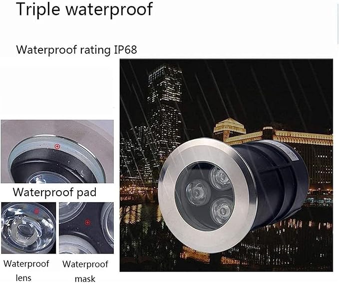 LED Pool Spotlight - 12V Low Voltage Waterproof Underwater Lighting IP68 Mini Recessed Lamp with 30° Beam Angle