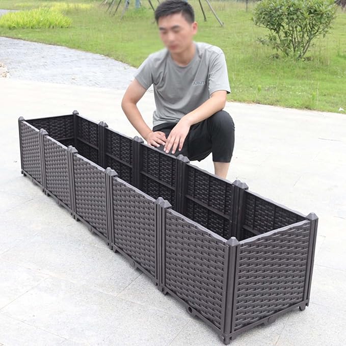 YSUEFIJO Outdoor Elevated Garden Bed Planter Raised Beds for Vegetables Planter Box Plastic Rectangle Raised Garden Bed Tall for Vegetables Fruits Flowers Herbs Succulents