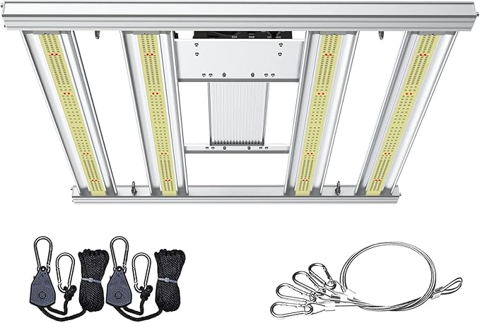 4x4ft Full Spectrum Grow Light GP-4800 LED Grow Lights with Upgraded 2016pcs Diodes Foldable Dimmable IR UV Plant Light Daisy Chain 2.9μmol/J Commercial Grow Lights for Indoor Plants Veg Bloom