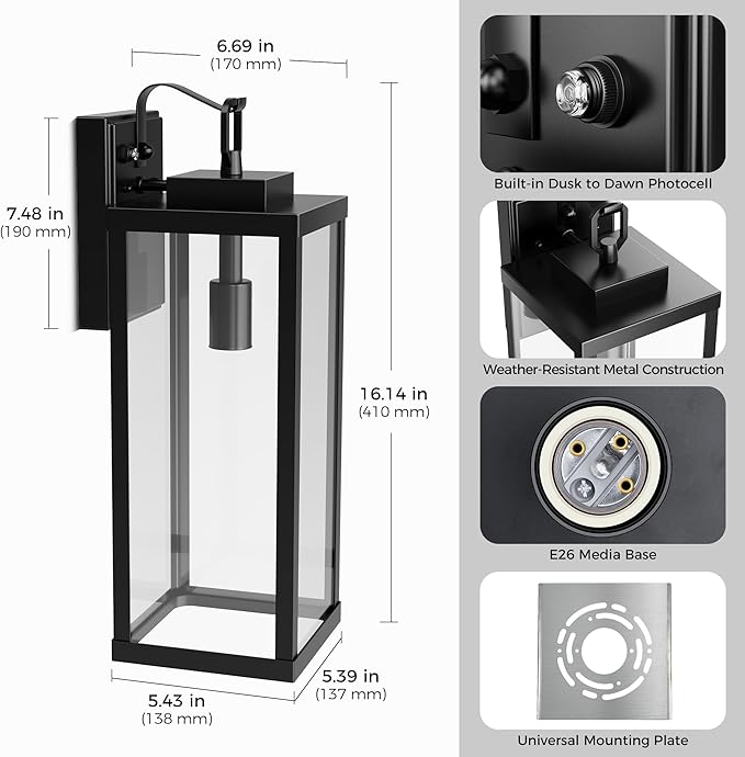 L LOHAS LED Large Size Dusk to Dawn Outdoor Light Fixture+LOHAS Landscape Spot Lights Outdoor
