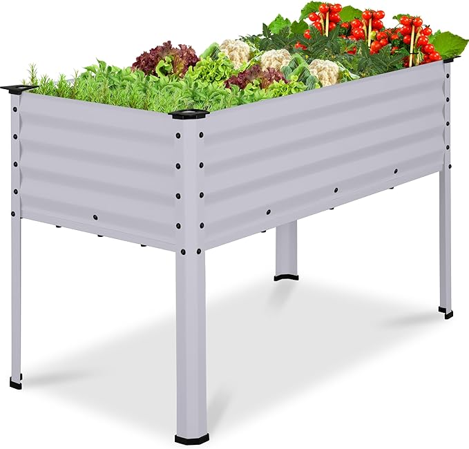 Best Choice Products 48x24x30in Galvanized Raised Garden Bed Metal Elevated Planter Box Vegetable Garden for Backyard Patio Balcony - Moonlight Gray
