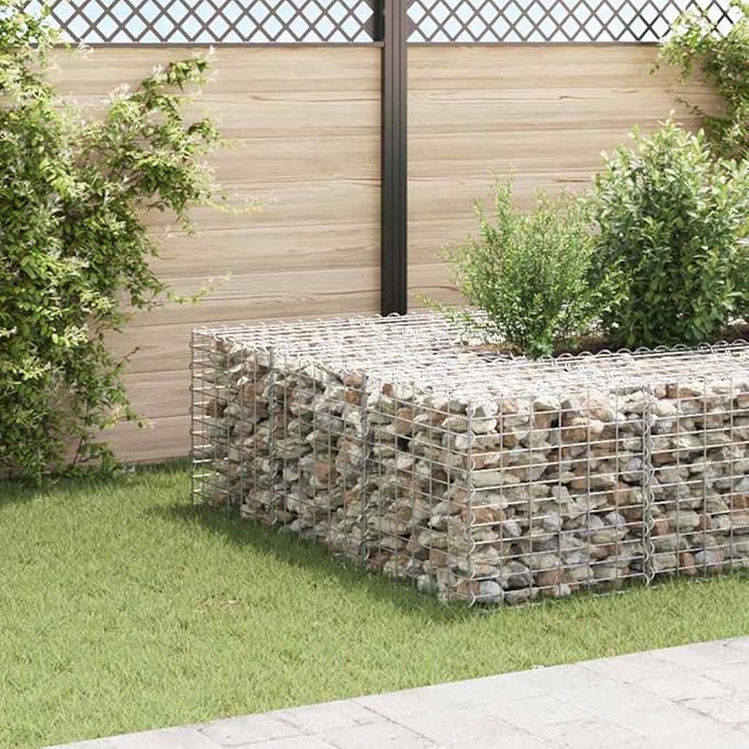 Gabion Raised Bed Silver Galvanized Steel Wire Planter 23.6 in Cubic Outdoor Garden Box for Flowers Herbs High Load Capacity