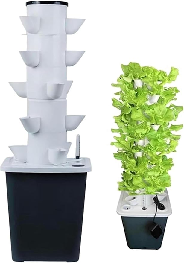 Garden Hydroponic Cultivation System 15/20/25/30 Capsules Hydroponic Tower Cultivation Kit Aquaponic Planting System with Moisturizing Pump Adapter Network Packages