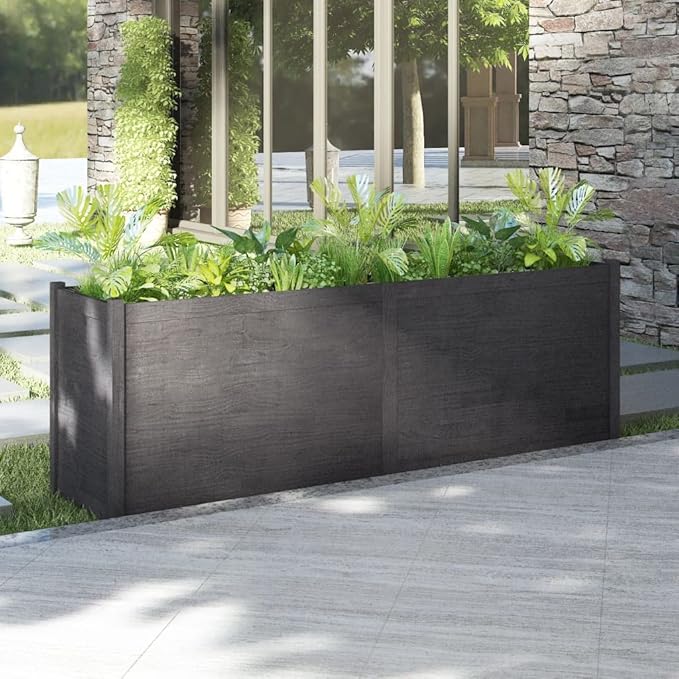 Wooden Garden Planter Box Outdoor Raised Garden Bed Garden Yard Wood Box for Vegetables Flowers Herbs and Succulents Gray 78.7x19.7x27.6 Solid Wood Pine