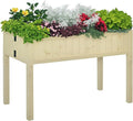 Outsunny Raised Garden Bed Elevated Wooden Planter Box with Space-Saving Folding Design Drainage Holes &amp Inner Liner for Vegetable Fruit Herb Grow